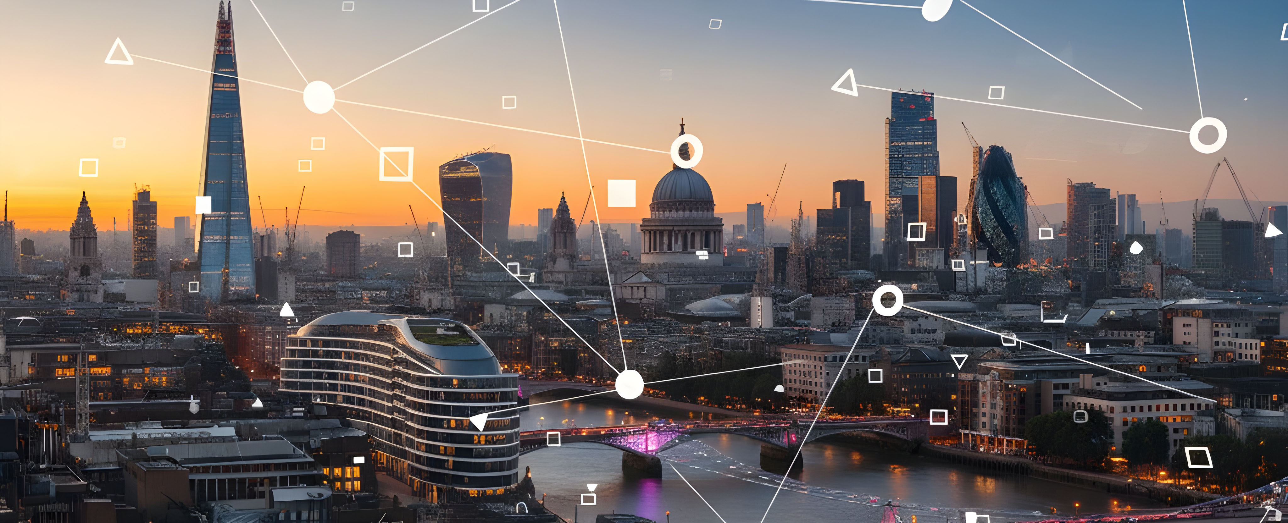 London cityscape with network overlay